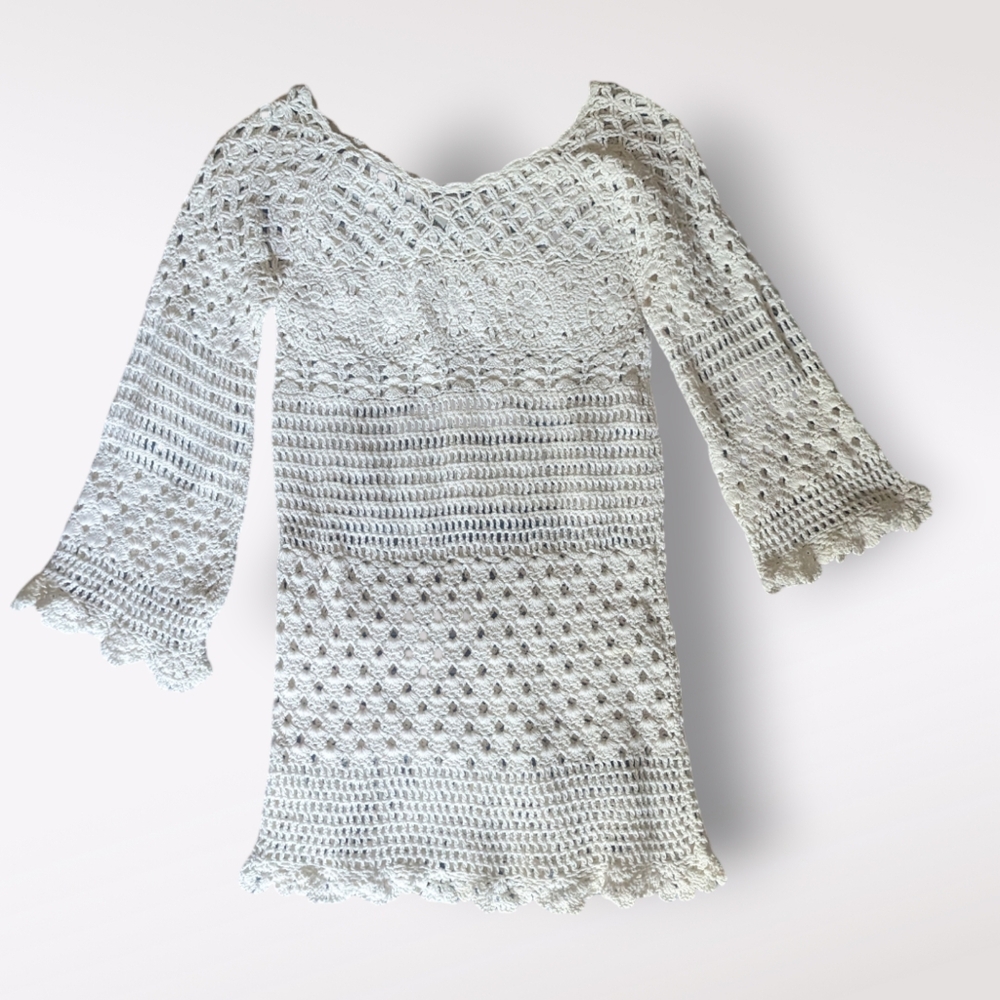Lucky Brand | Crochet Mini Dress | Size XS | Cream
